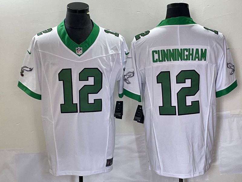 Men Philadelphia Eagles #12 Cunningham White Nike Throwback Vapor Limited NFL Jerseys->philadelphia eagles->NFL Jersey